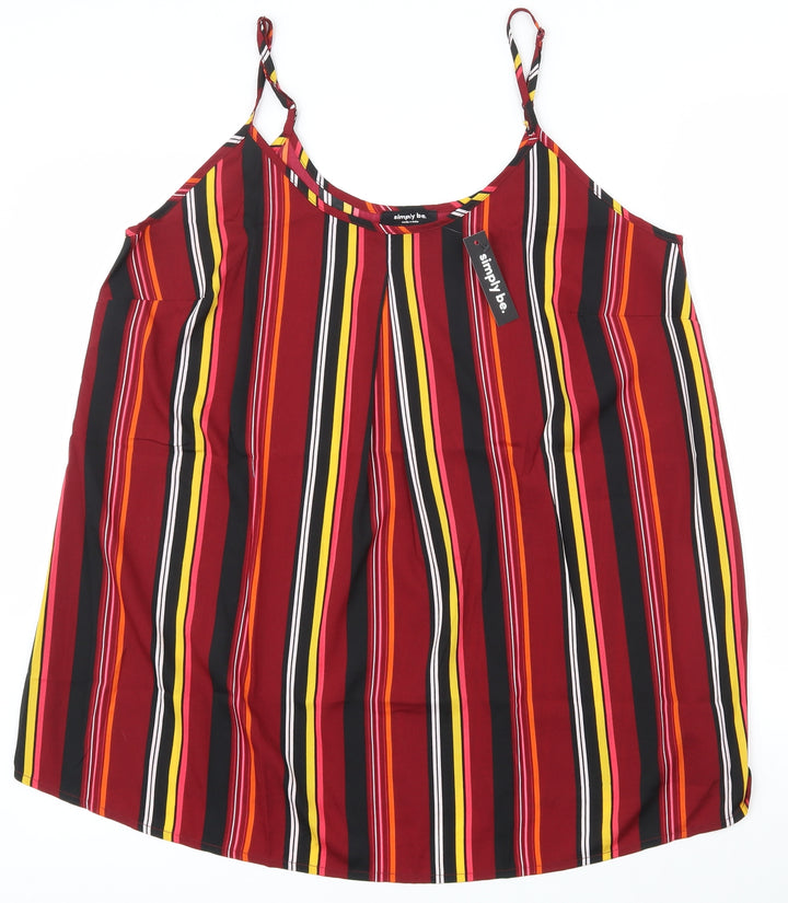 Simply Be Womens Multicoloured Striped Polyester Basic Tank Size 14 Scoop Neck