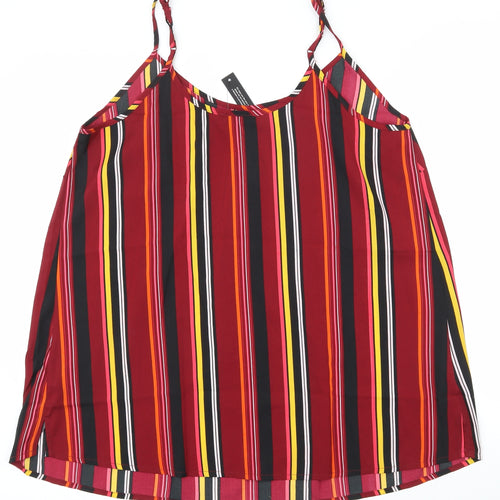 Simply Be Womens Multicoloured Striped Polyester Basic Tank Size 14 Scoop Neck