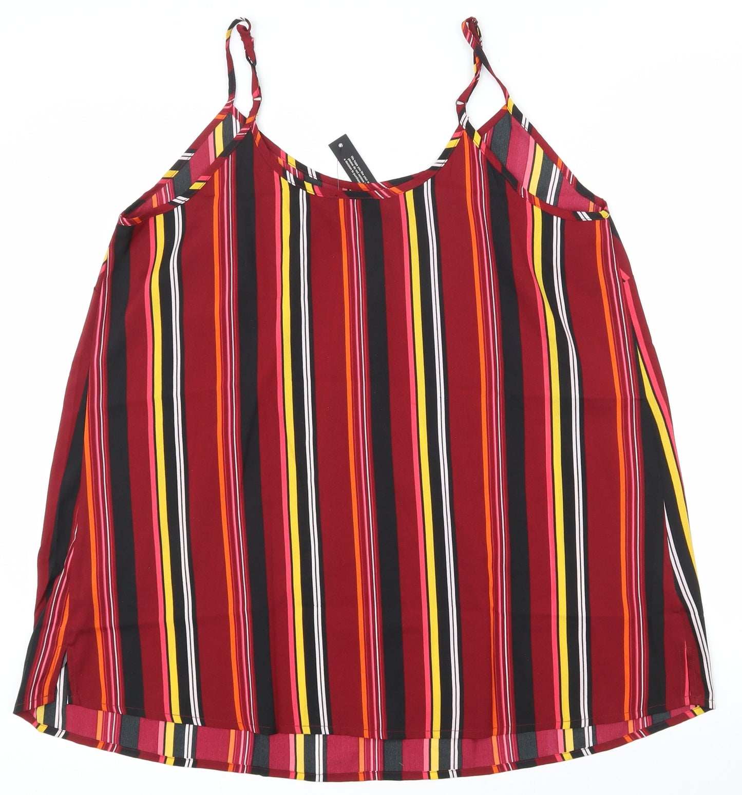 Simply Be Womens Multicoloured Striped Polyester Basic Tank Size 14 Scoop Neck