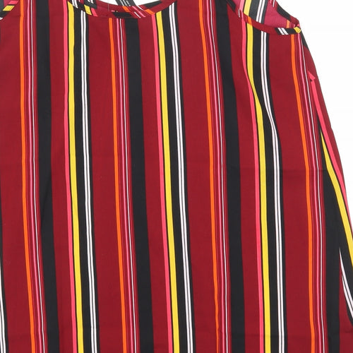 Simply Be Womens Multicoloured Striped Polyester Basic Tank Size 14 Scoop Neck