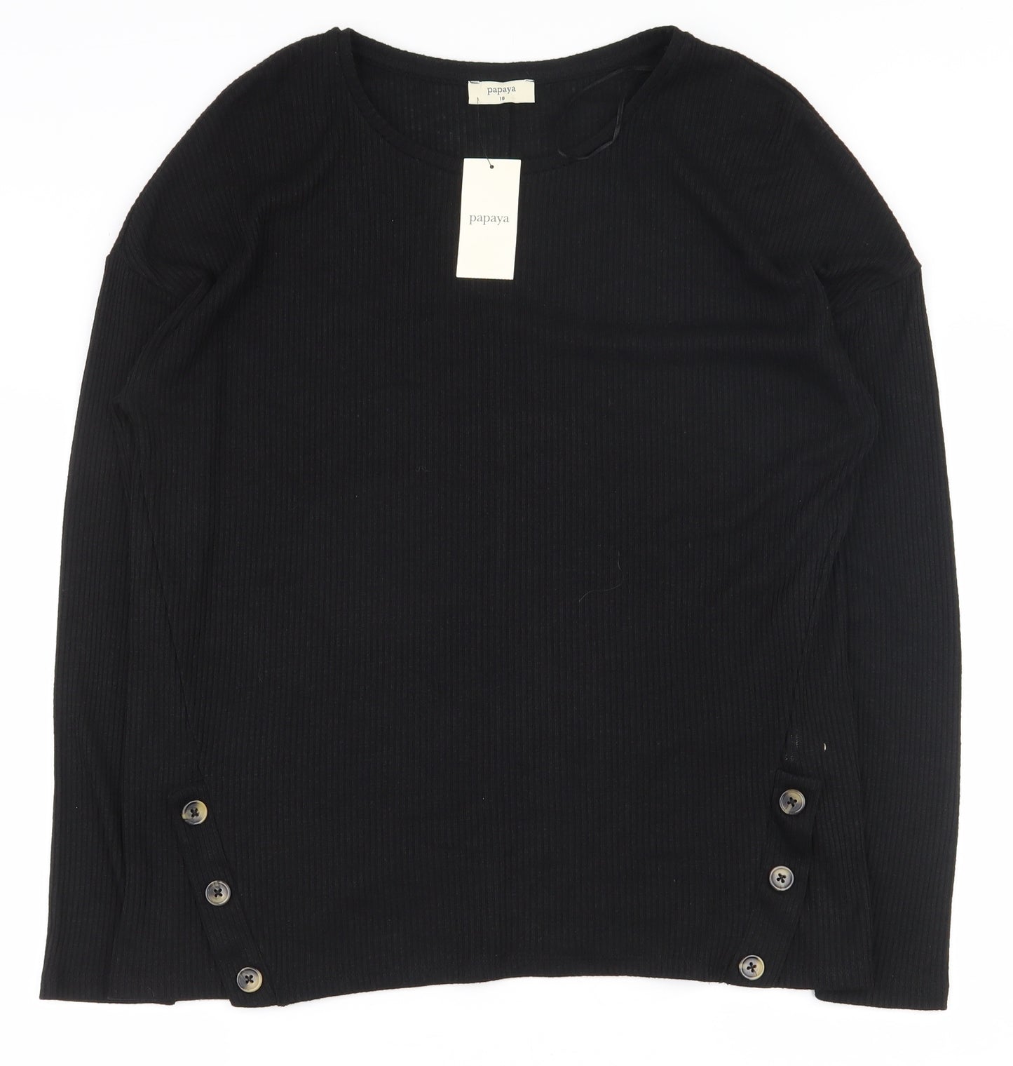 Papaya Womens Black  Polyester Basic T-Shirt Size 18 Round Neck