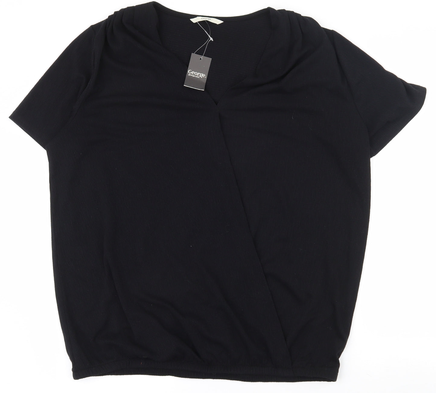 George Womens Black  Polyester Basic T-Shirt Size 18 V-Neck