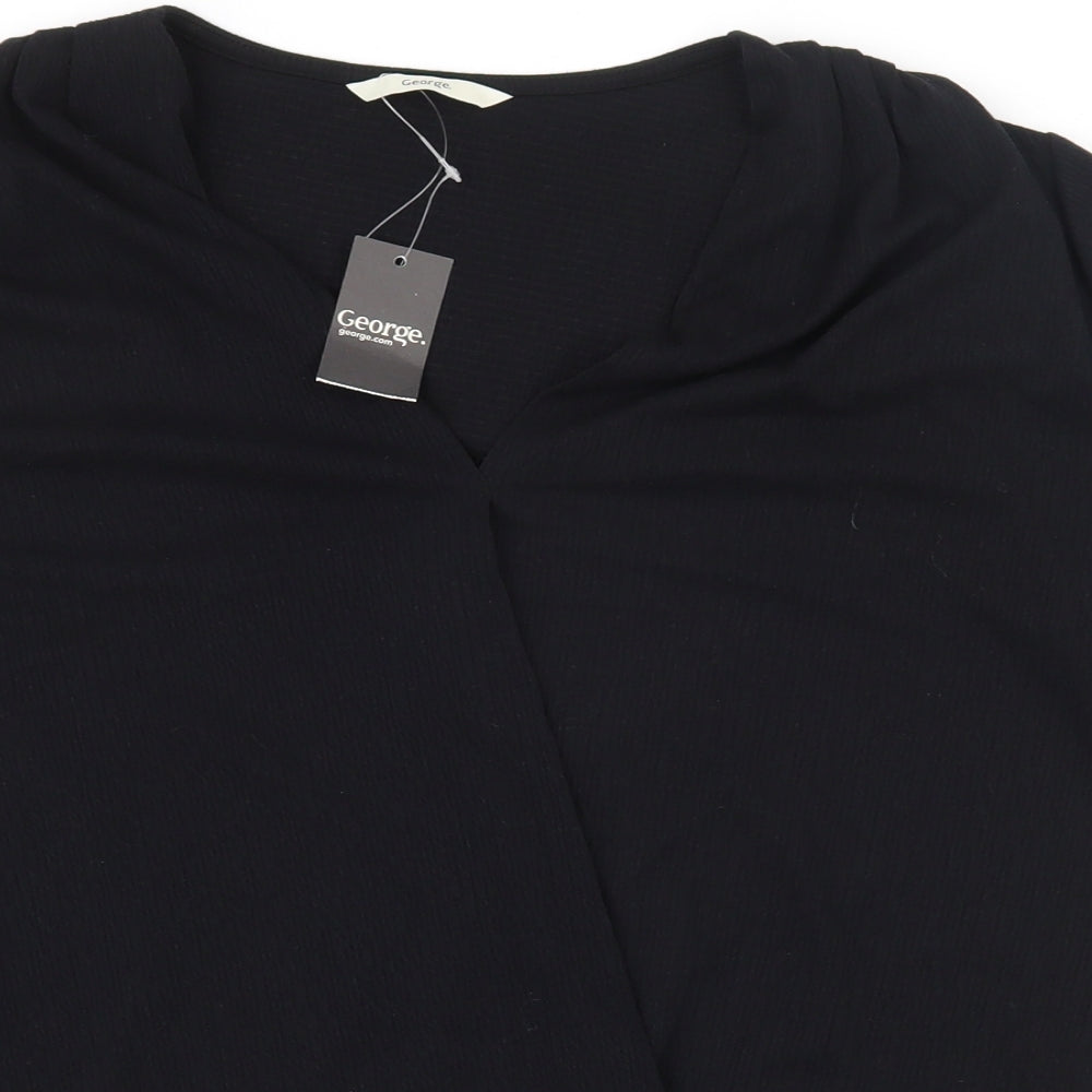 George Womens Black  Polyester Basic T-Shirt Size 18 V-Neck