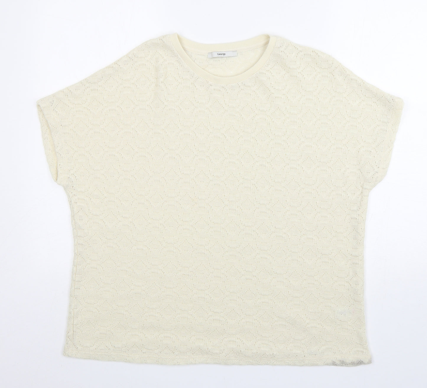 George Womens Ivory Round Neck  Polyester Pullover Jumper Size 14