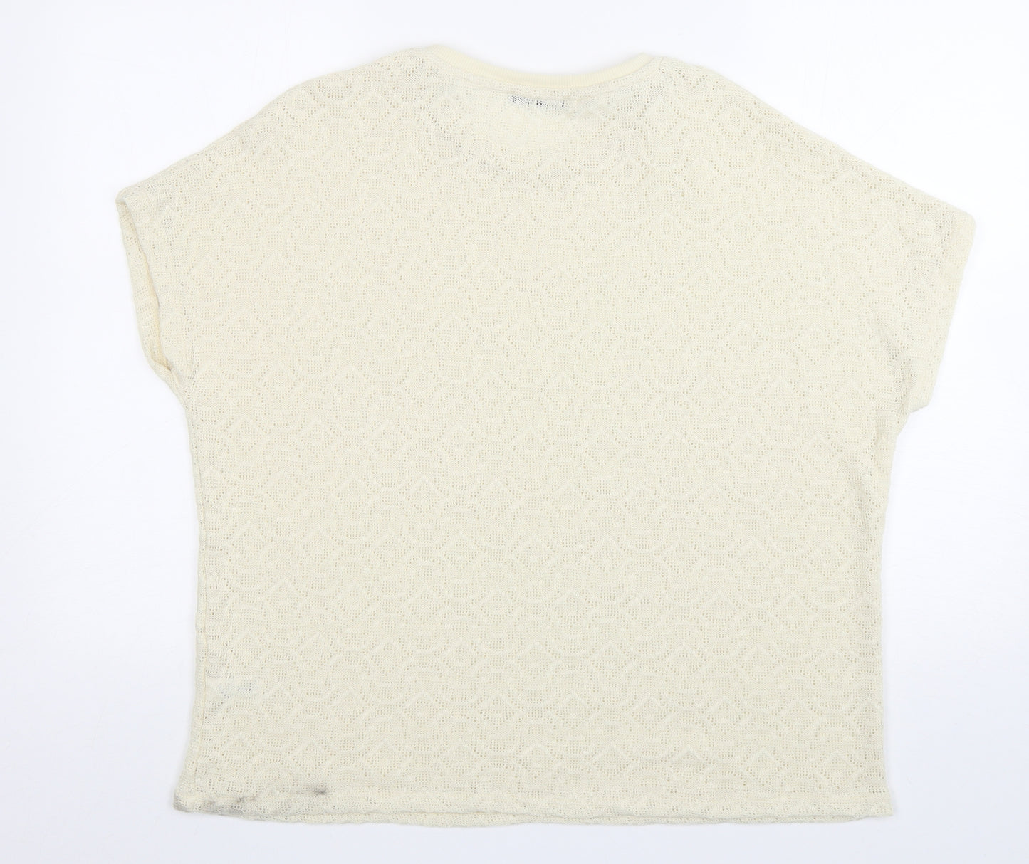 George Womens Ivory Round Neck  Polyester Pullover Jumper Size 14