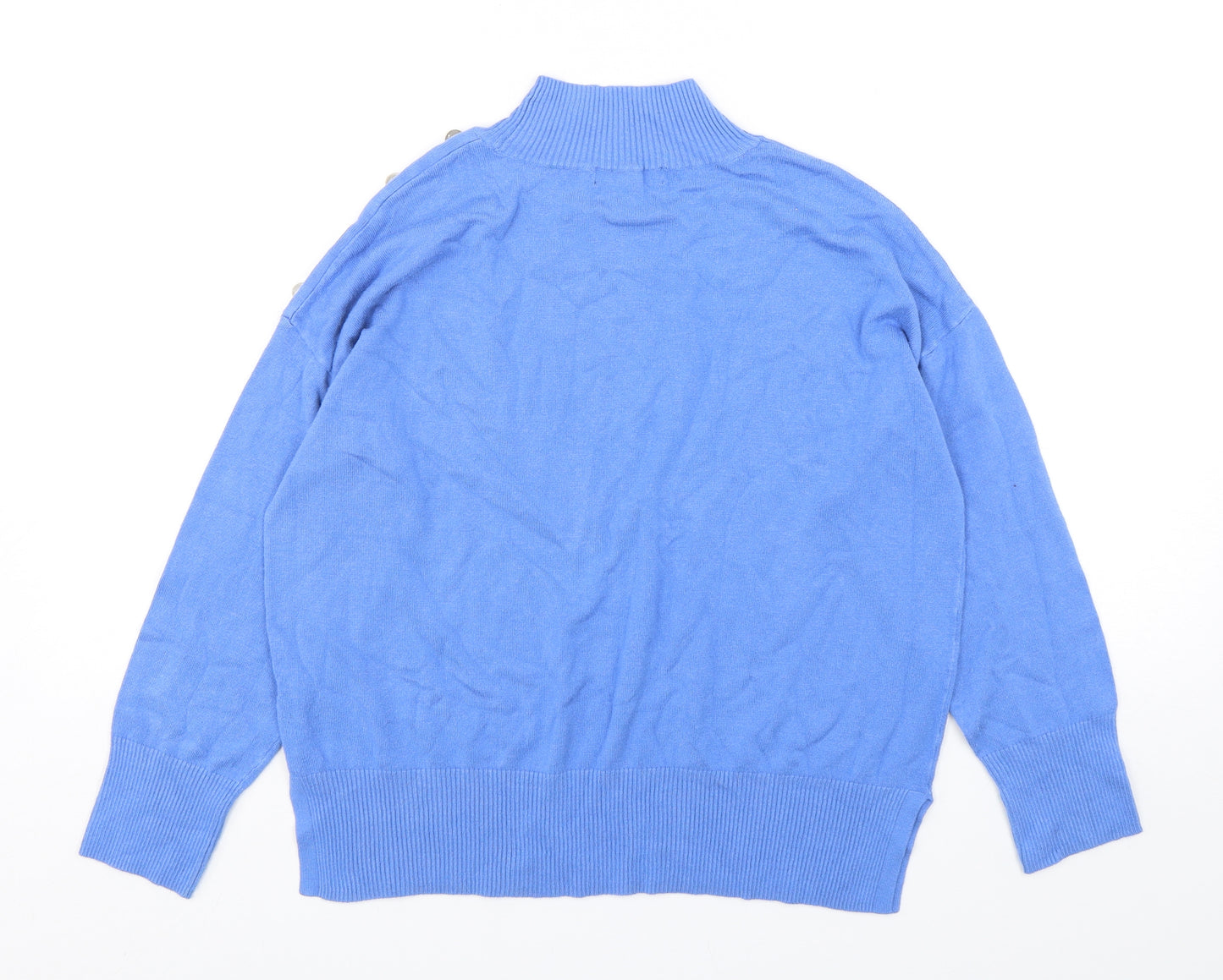 F&F Girls Blue Mock Neck  Viscose Pullover Jumper Size 14 Years  Pullover