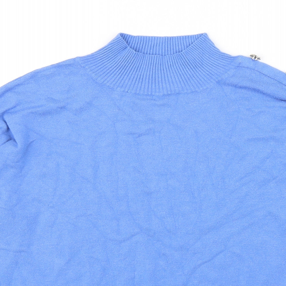 F&F Girls Blue Mock Neck  Viscose Pullover Jumper Size 14 Years  Pullover