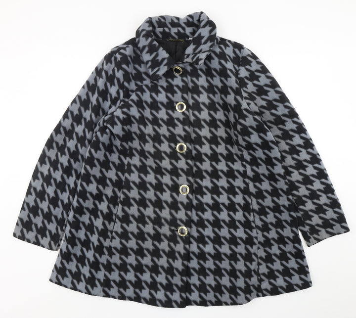 Bob Marcke Womens Multicoloured Houndstooth  Overcoat Coat Size L  Button
