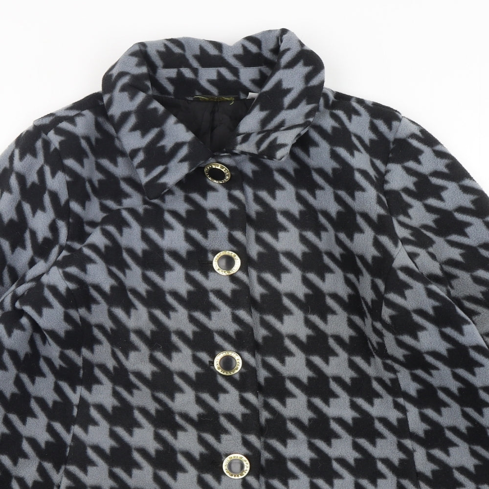 Bob Marcke Womens Multicoloured Houndstooth  Overcoat Coat Size L  Button