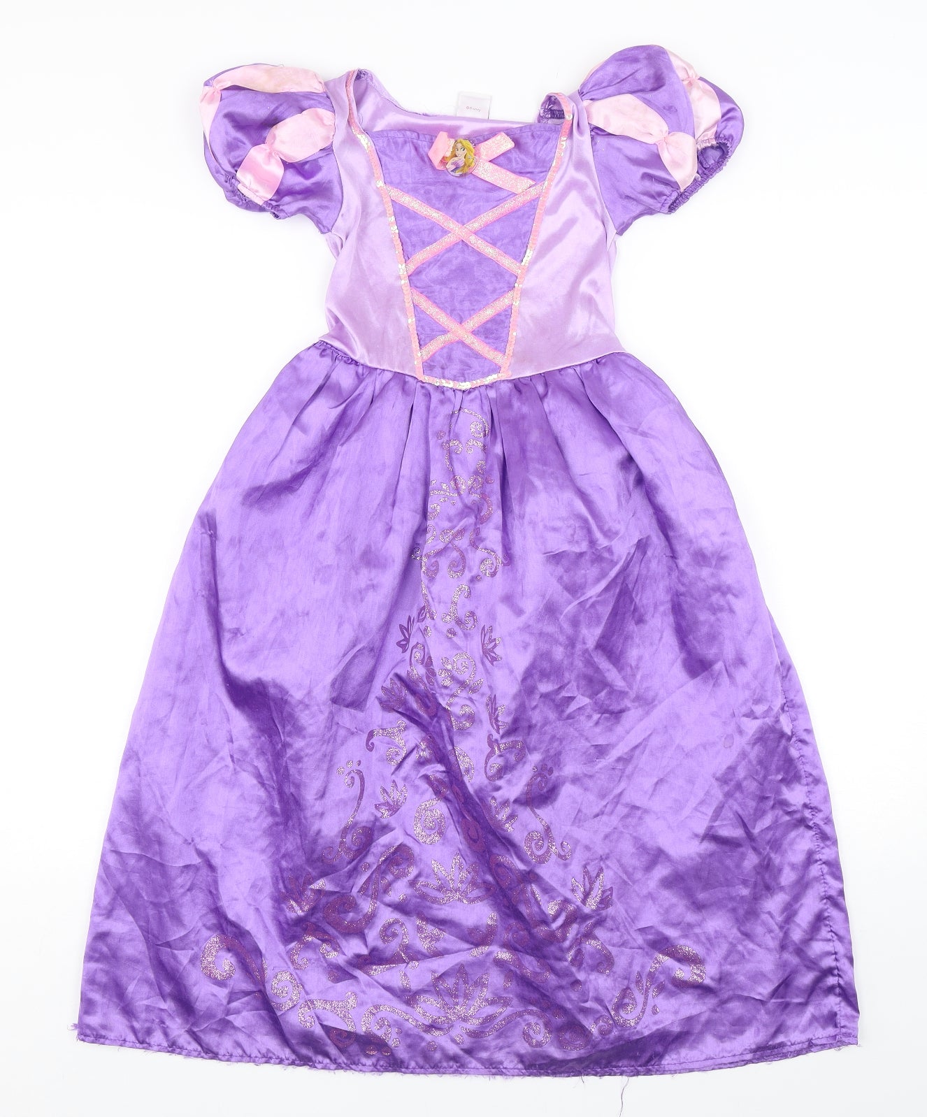 Disney  Girls Purple  Polyester Fit & Flare  Size 7-8 Years  Square Neck  - Rapunzel Dress Up
