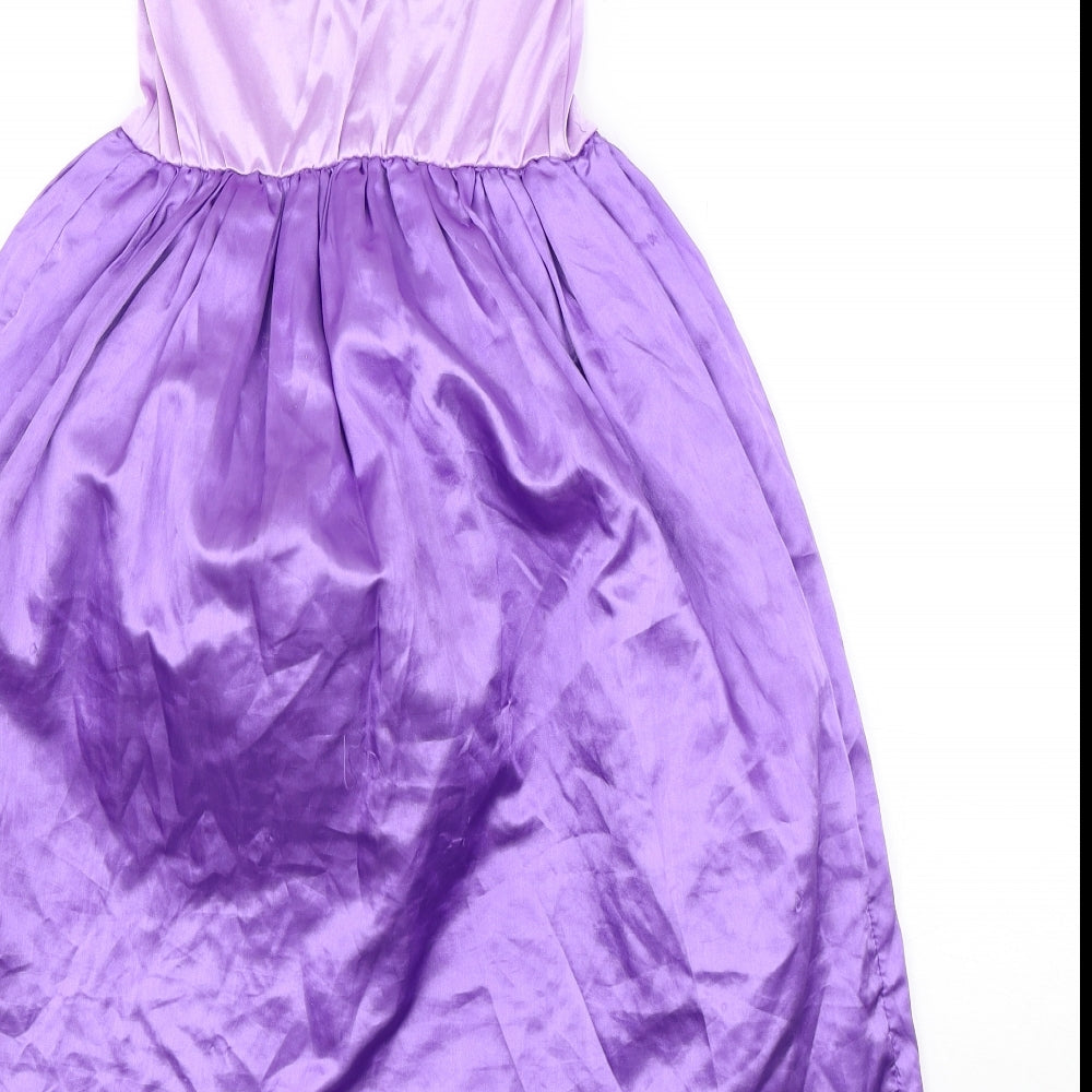 Disney  Girls Purple  Polyester Fit & Flare  Size 7-8 Years  Square Neck  - Rapunzel Dress Up