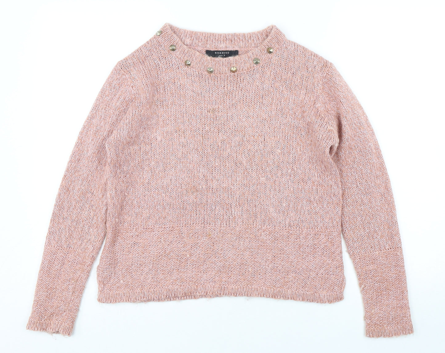 RESERVED Womens Pink Round Neck  Polyester Pullover Jumper Size S