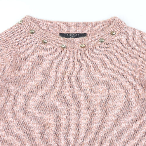 RESERVED Womens Pink Round Neck  Polyester Pullover Jumper Size S