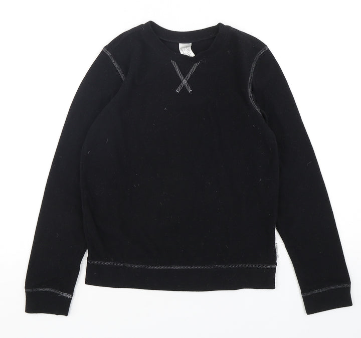 Quencha Boys Black  Polyester Basic T-Shirt Size 12 Years Round Neck Pullover