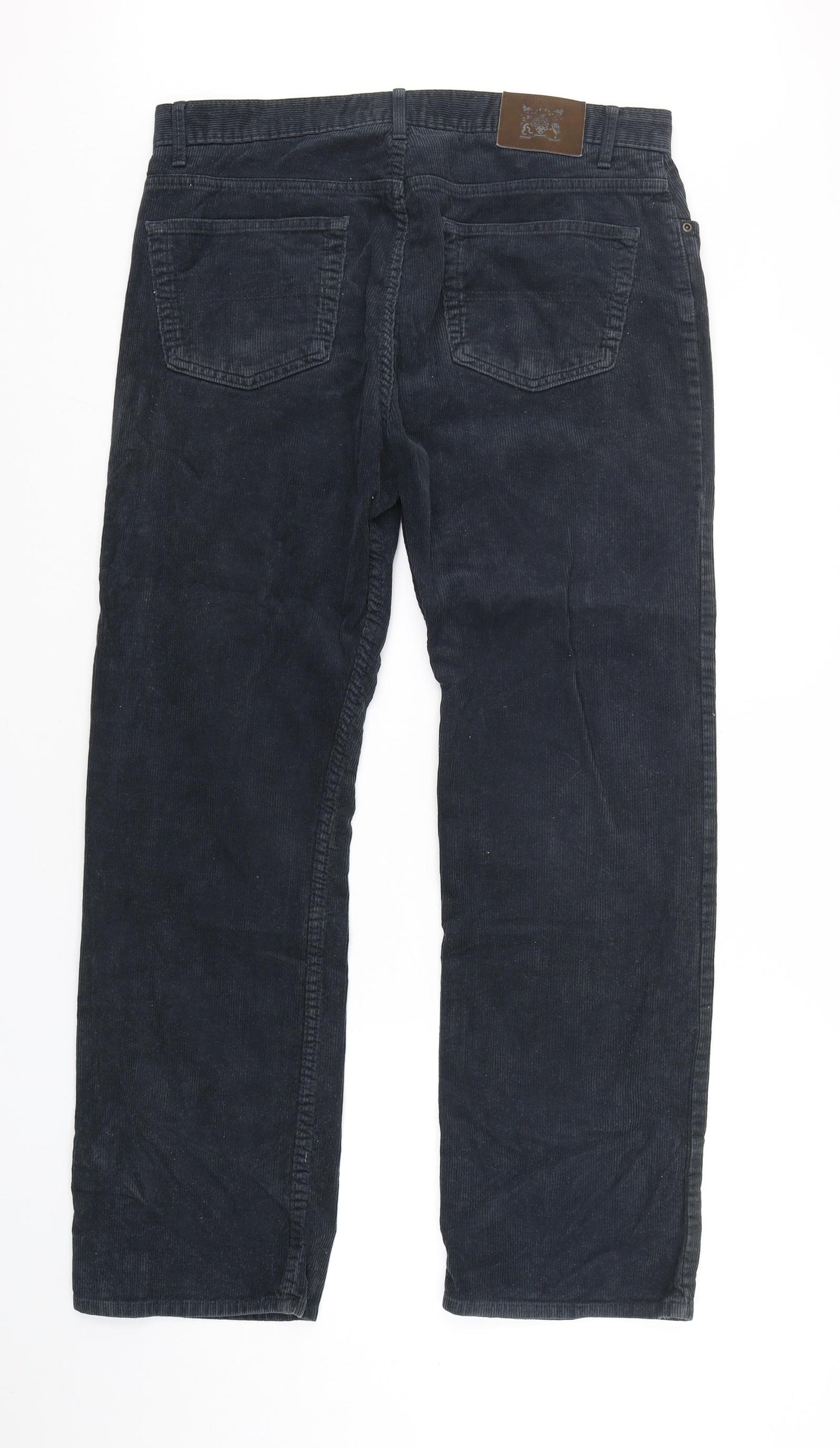 Marks and Spencer Mens Blue  Cotton Chino Trousers Size 36 L31 in Regular Buckle