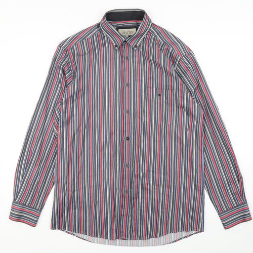 Daniel Grahame Mens Multicoloured Animal Print Cotton  Button-Up Size L Collared Button