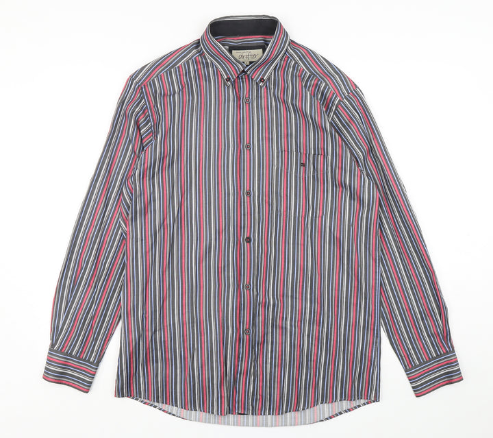 Daniel Grahame Mens Multicoloured Animal Print Cotton  Button-Up Size L Collared Button