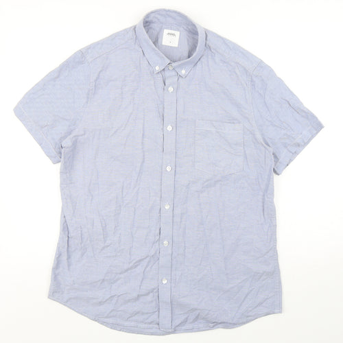 Burton  Mens Blue  Cotton  Button-Up Size L Collared Button