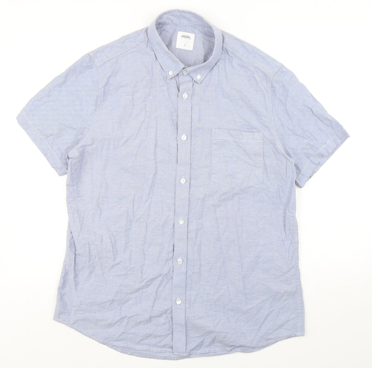 Burton  Mens Blue  Cotton  Button-Up Size L Collared Button