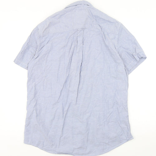 Burton  Mens Blue  Cotton  Button-Up Size L Collared Button