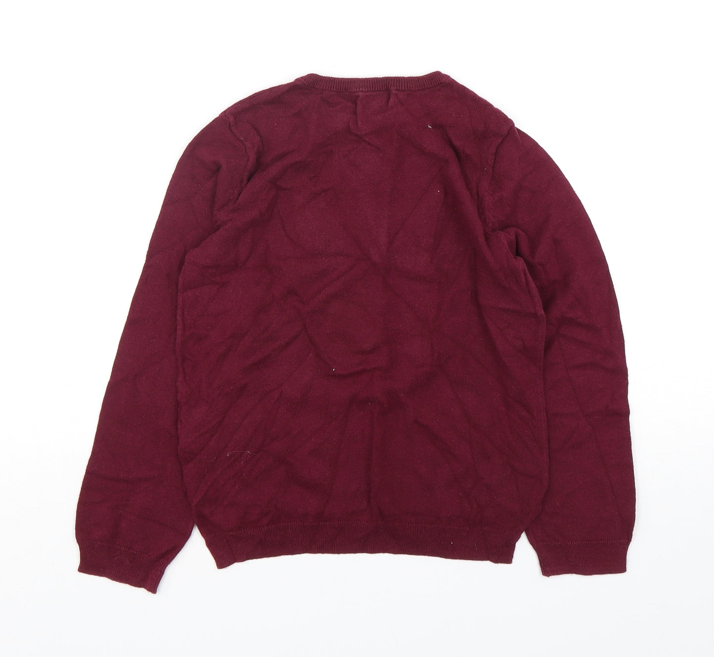 H&M Girls Purple Round Neck  Cotton Pullover Jumper Size 7-8 Years  Pullover - Deer Print