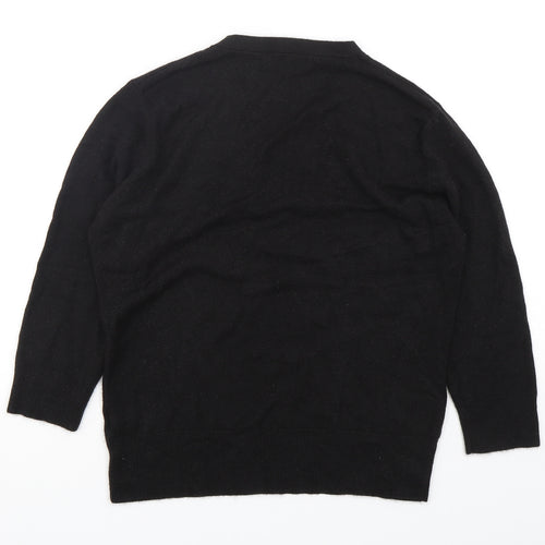 M&Co Womens Black V-Neck  Acrylic Pullover Jumper Size L