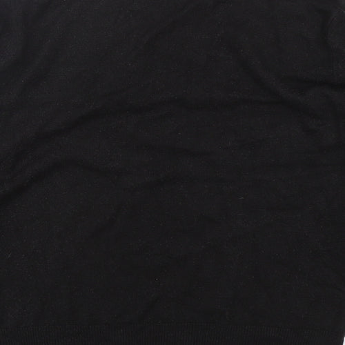 M&Co Womens Black V-Neck  Acrylic Pullover Jumper Size L