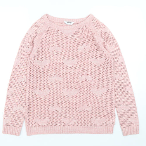 Tammy  Girls Pink Round Neck  Acrylic Pullover Jumper Size 14-15 Years  Pullover