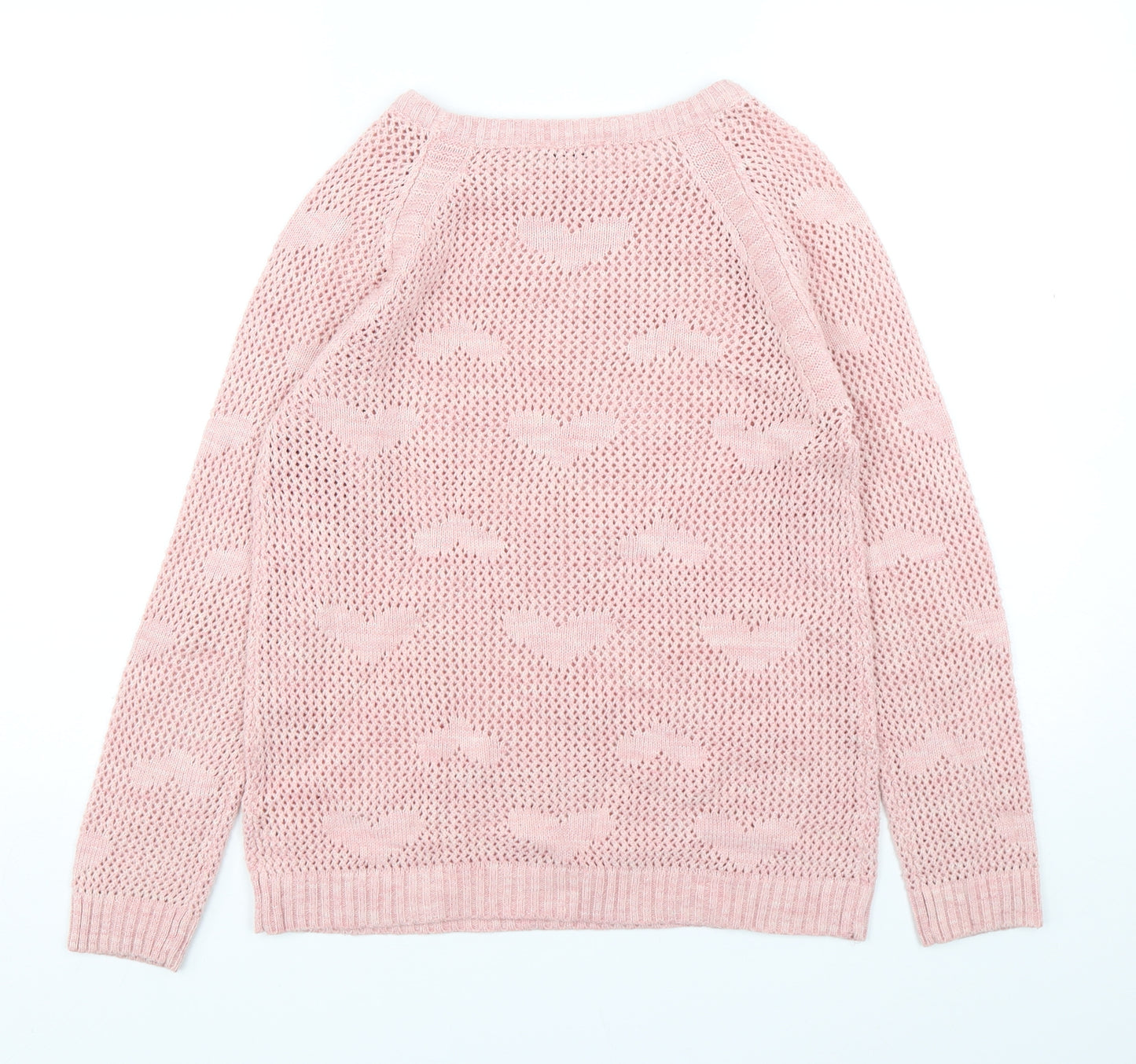 Tammy  Girls Pink Round Neck  Acrylic Pullover Jumper Size 14-15 Years  Pullover