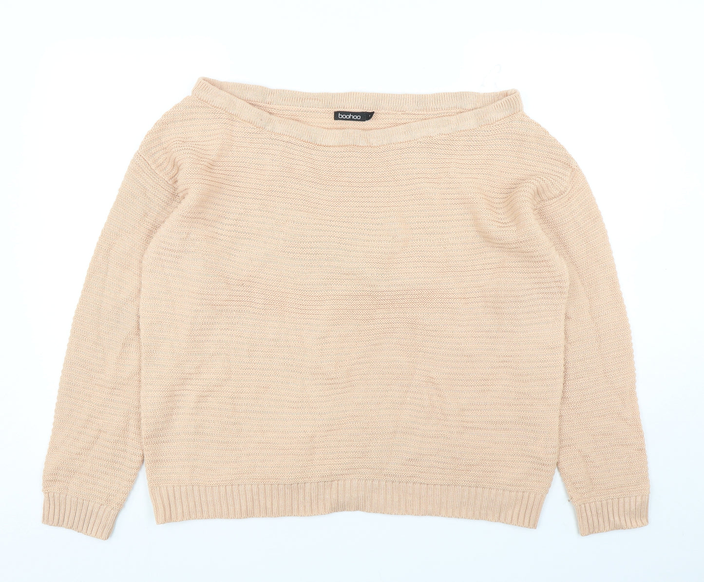 Boohoo Womens Orange Boat Neck  Acrylic Pullover Jumper Size M