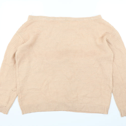 Boohoo Womens Orange Boat Neck  Acrylic Pullover Jumper Size M