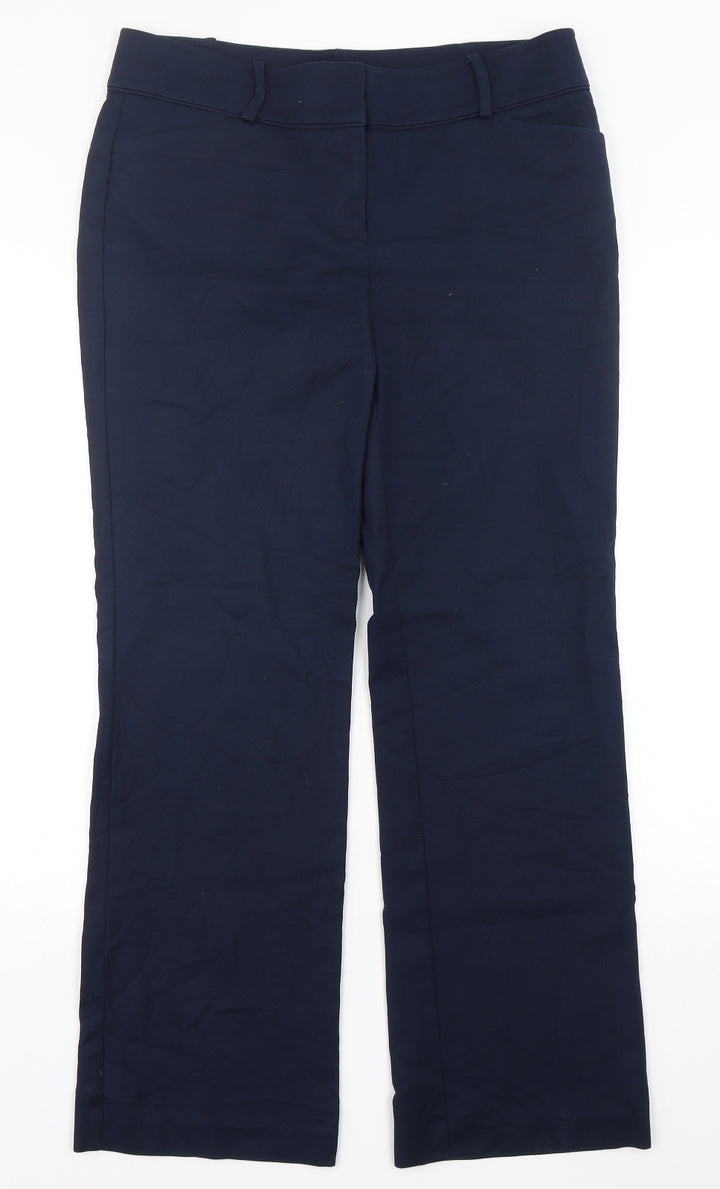 Ann Taylor Womens Blue Cotton Trousers Size 6 L31 in Regular