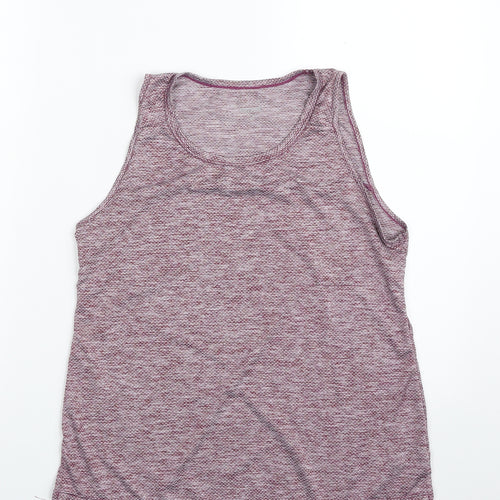 Dunnes Stores Womens Purple Geometric 100% Polyester Basic Tank Size 8 Scoop Neck Pullover