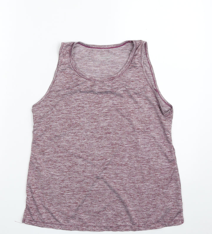 Dunnes Stores Womens Purple Geometric 100% Polyester Basic Tank Size 8 Scoop Neck Pullover
