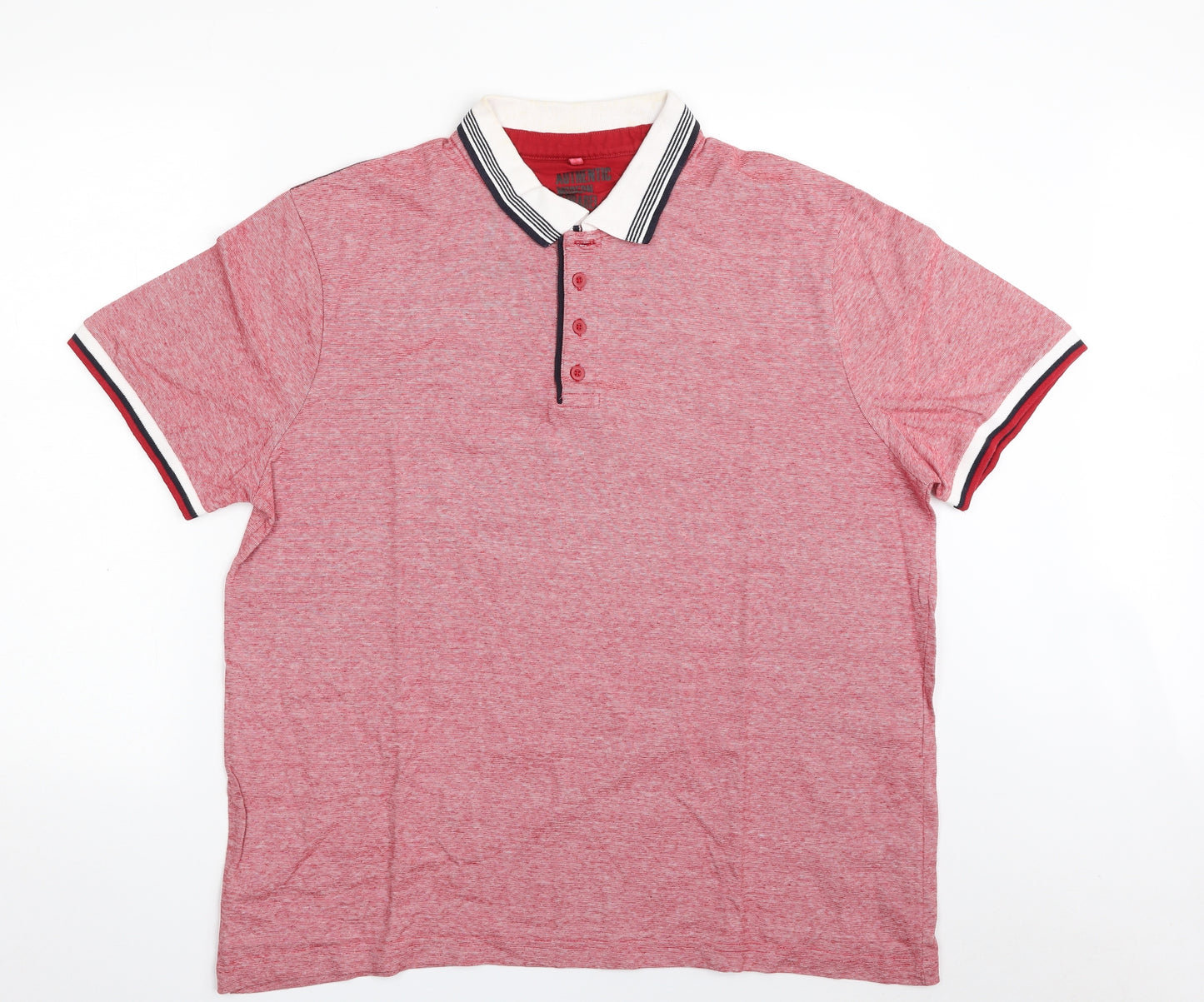 TU Mens Pink  100% Cotton  Polo Size XL Collared Button