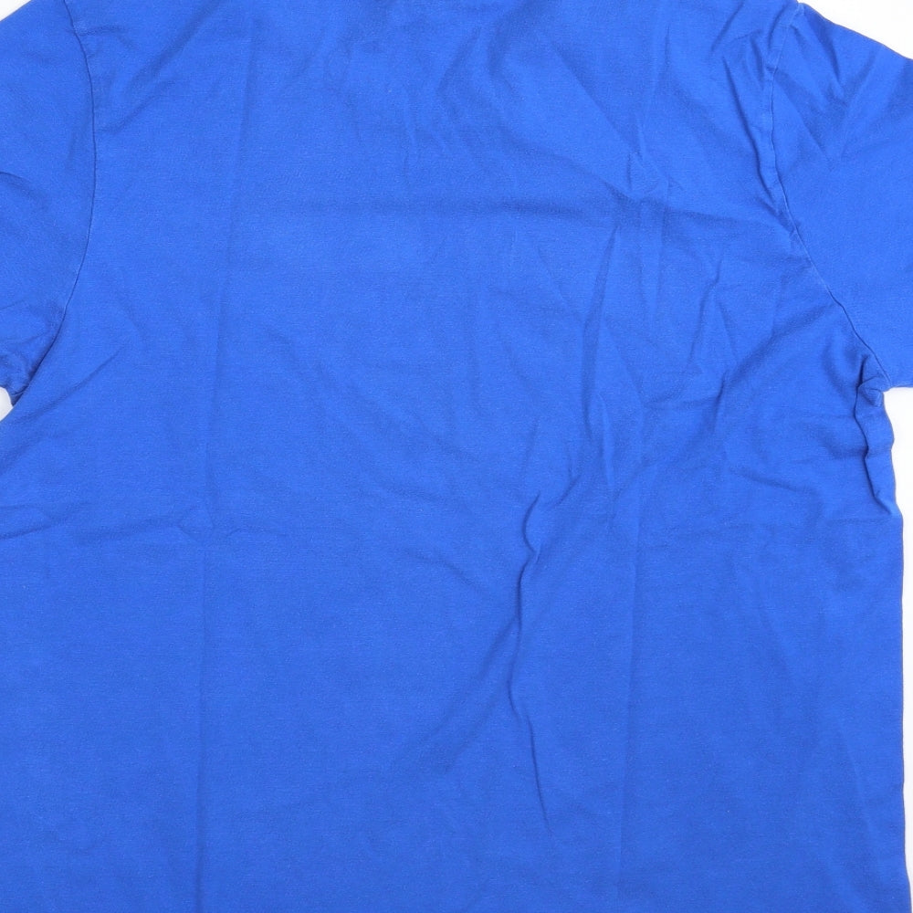 adidas Mens Blue  Cotton  T-Shirt Size M Round Neck  - Worldwide Sport