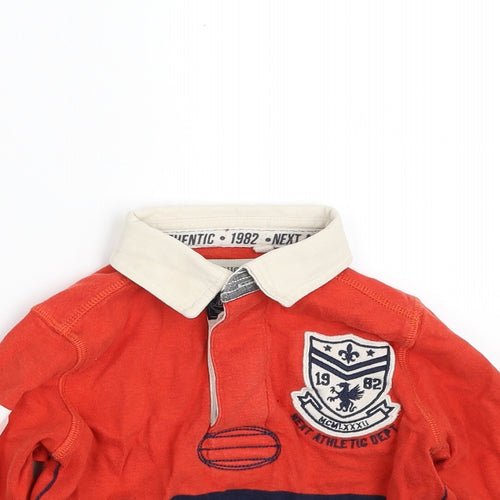 NEXT Boys Red Colourblock 100% Cotton Pullover Polo Size 3 Years Collared Button