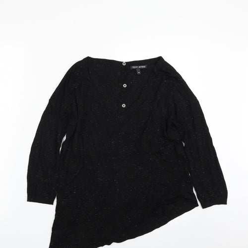 NEXT Womens Black V-Neck  Viscose Pullover Jumper Size 8