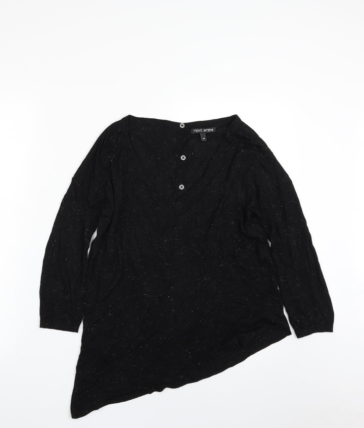 NEXT Womens Black V-Neck  Viscose Pullover Jumper Size 8