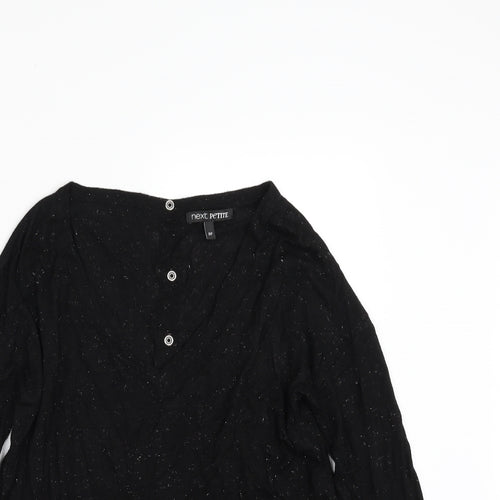 NEXT Womens Black V-Neck  Viscose Pullover Jumper Size 8