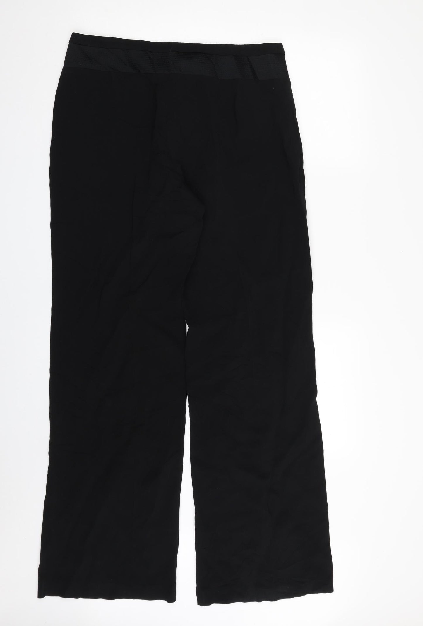 Autograph Womens Black  Acetate Trousers  Size 14 L32 in Regular Zip