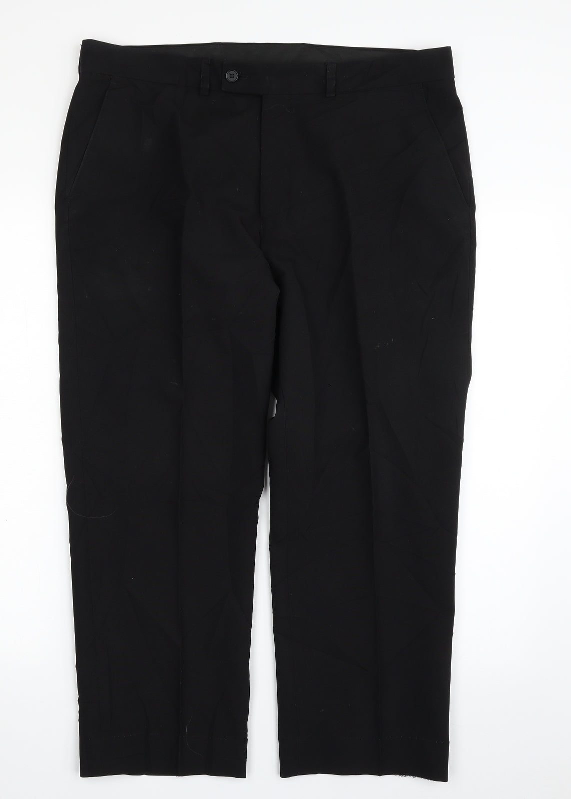 George Mens Black  Polyester Trousers  Size 36 in L29 in Regular Zip