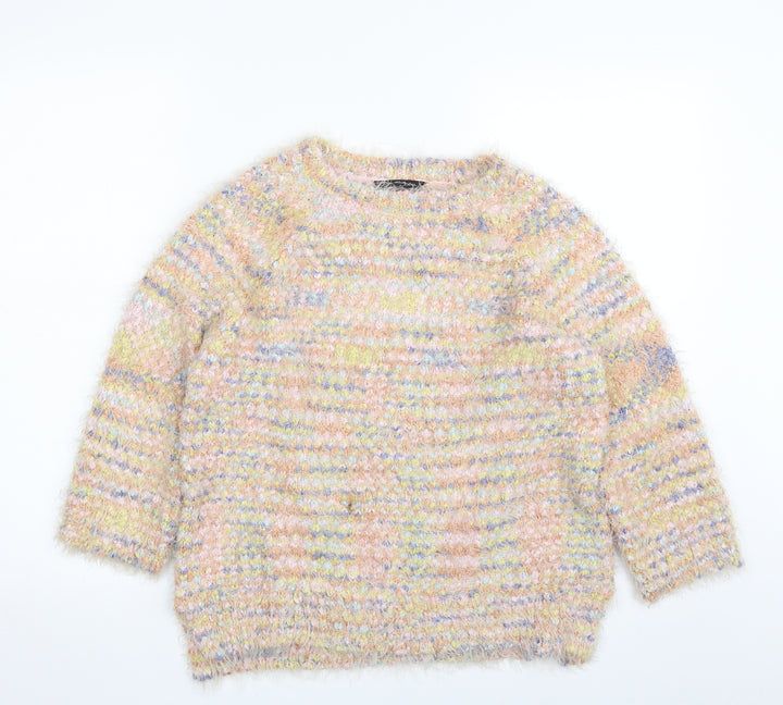 Miss Selfridge Womens Multicoloured Crew Neck  Polyester Pullover Jumper Size 8