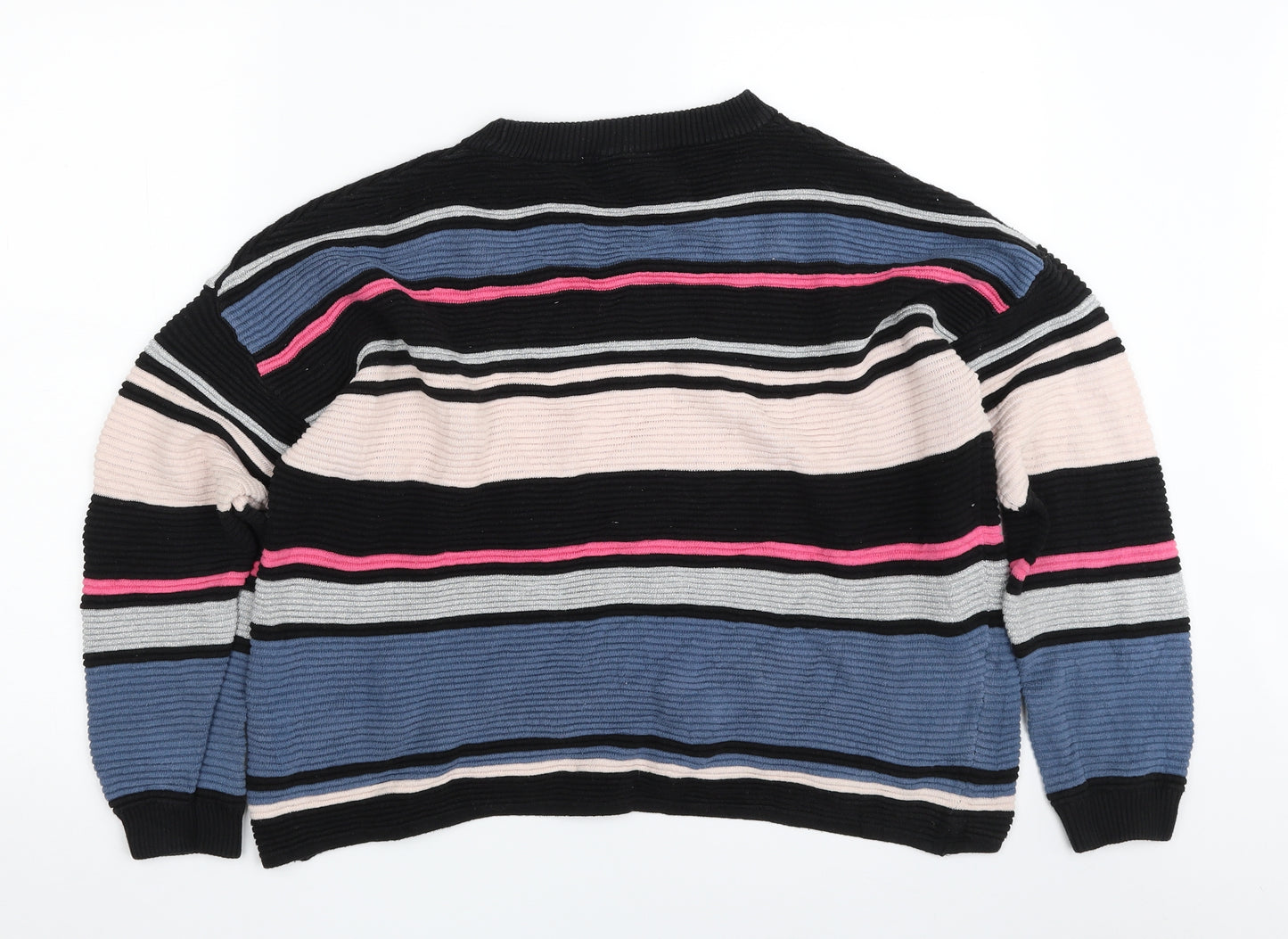 H&M Womens Multicoloured Crew Neck Striped Cotton Pullover Jumper Size S