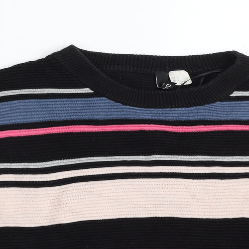 H&M Womens Multicoloured Crew Neck Striped Cotton Pullover Jumper Size S