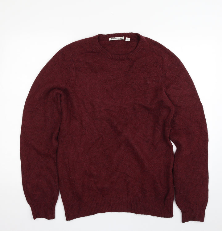 Country Road Mens Purple Crew Neck Cotton Pullover Jumper Size M