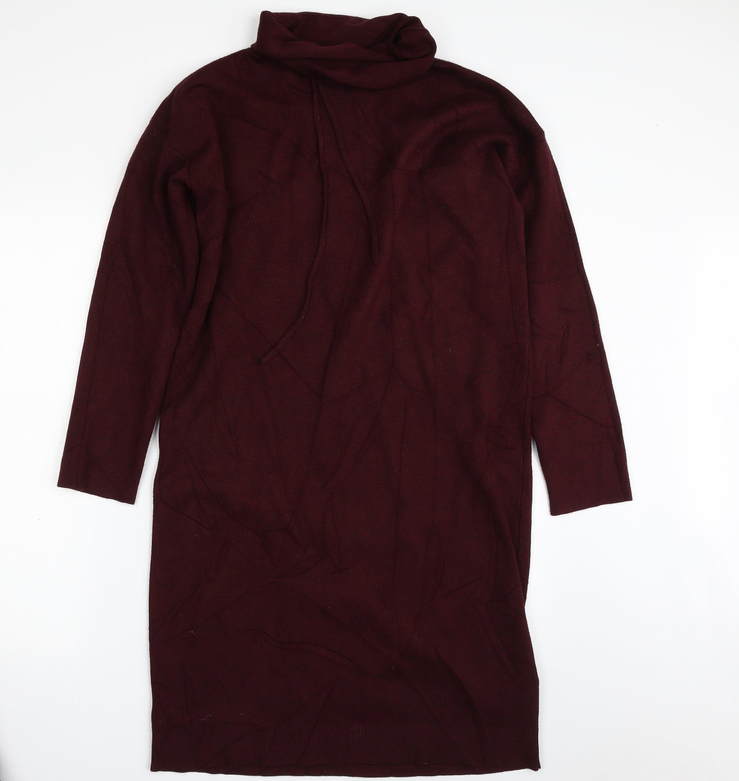 Massimo Dutti Womens Purple  Viscose Jumper Dress  Size S  Roll Neck Pullover