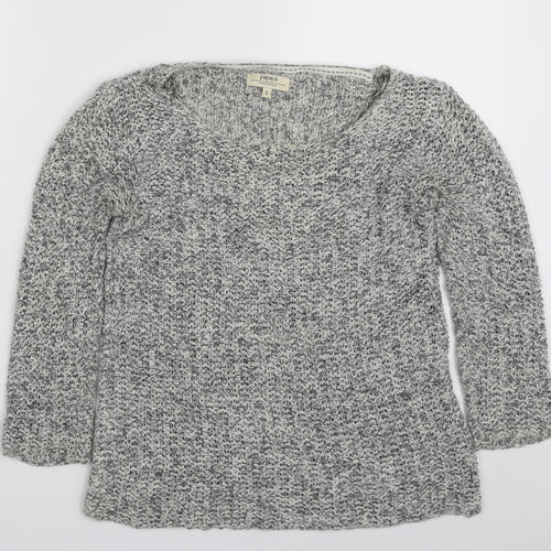 Papaya Womens Grey Boat Neck  Cotton Pullover Jumper Size S