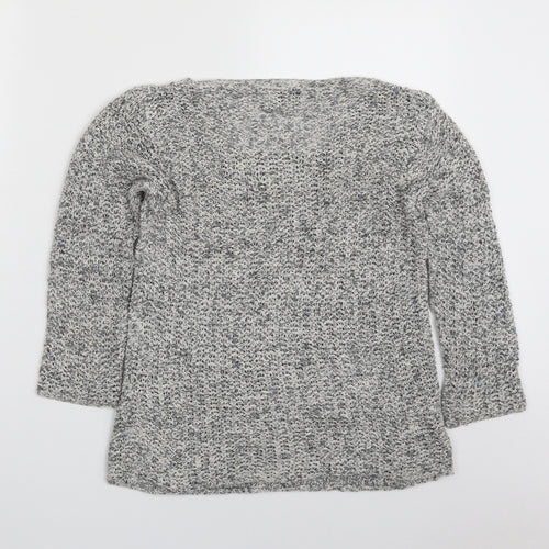 Papaya Womens Grey Boat Neck  Cotton Pullover Jumper Size S