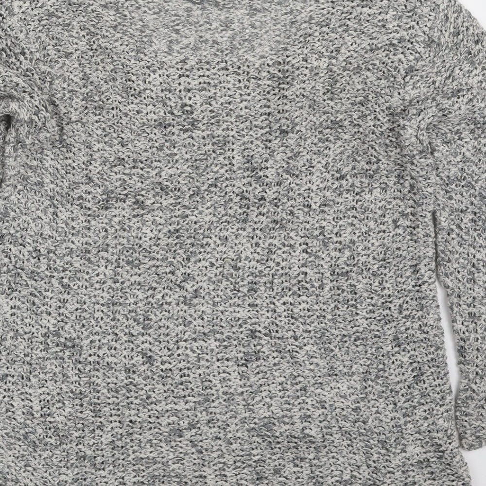 Papaya Womens Grey Boat Neck  Cotton Pullover Jumper Size S